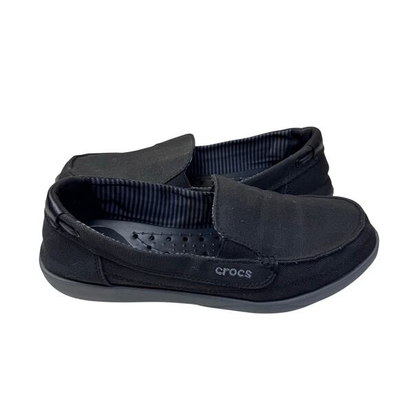 CROCS Shoes - Crocs Walu Slip On Loafers Womens Size 11 Black Lightweight Canvas Shoes